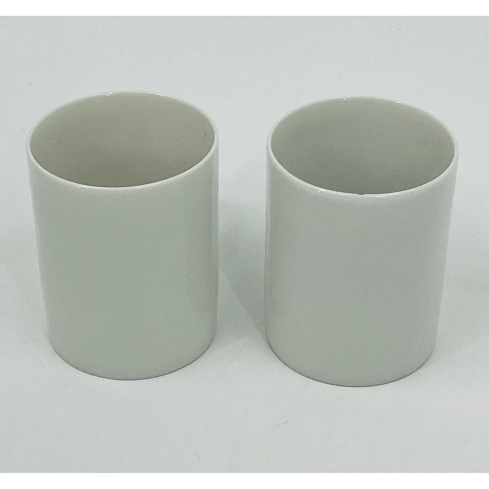Vintage MCM Set 4 White Demitasse Espresso Cups Mugs Schmid Porcelain Japan